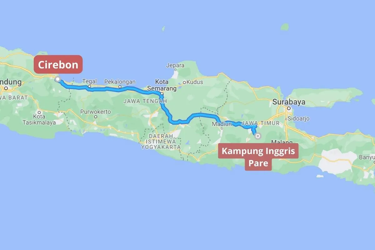 Rute ke Kampung Inggris Pare dari Cirebon