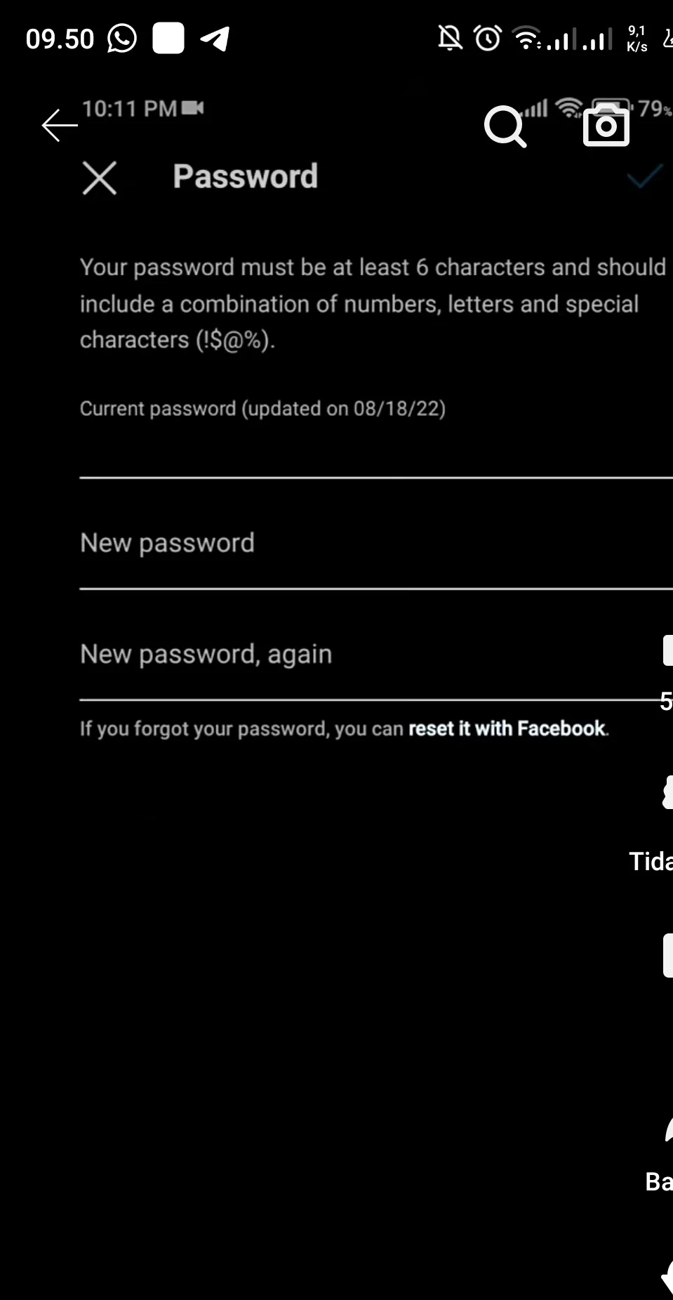 kolom pergantian password